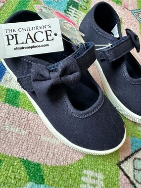 The Children’s Place Navy Canvas Mary Jane Sneakers with Bow